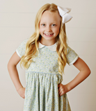 Blue & Green Floral Proper Dress
