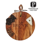 Acacia Heirloom Board w/ Handle Round | +Gold Spreader | Personalize | 20 x 16"