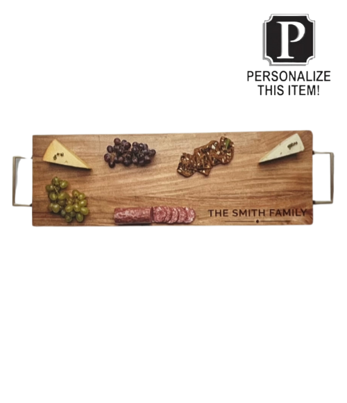 Acacia Modern Plank Serving Board | +Gold Handles |  30 x 10"