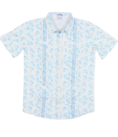 BQ Blue Bass Guayabera Shirt