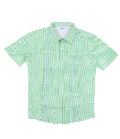 BQ Boys Jade Check Guayabera Shirt