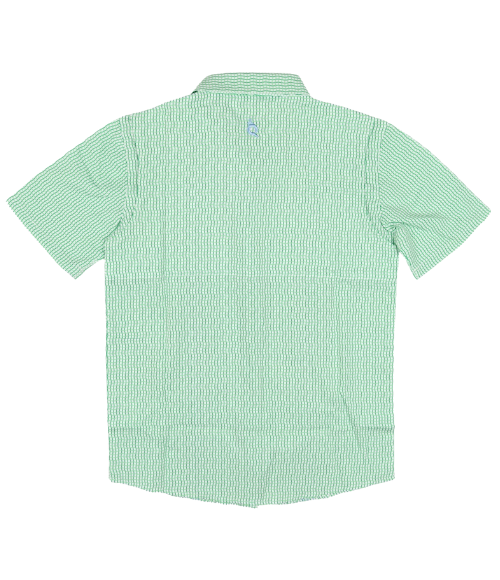 BQ Men's Jade Apple Wave Check Guayabera Shirt