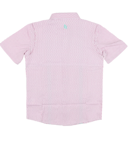 BQ Pink Mint Wave Check Guayabera Shirt