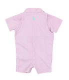 BQ Pink Mint Wave Check Guayabera Romper