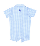 BQ Blue Plaid Linen Guayabera Romper