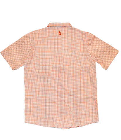 BQ Burnt Orange Check Guayabera Shirt