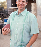 BQ Men's Green Check Guayabera Shirt