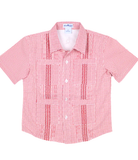 BQ Boys Red Check Guayabera Shirt