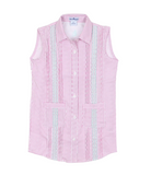 BQ Guayabera Dress in Pink Mint Wave Check