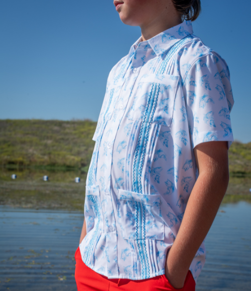 BQ Blue Bass Guayabera Shirt