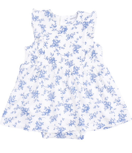 Blue Vines Floral Bodysuit Dress