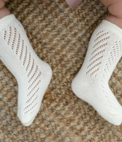 Baby White Crochet Socks