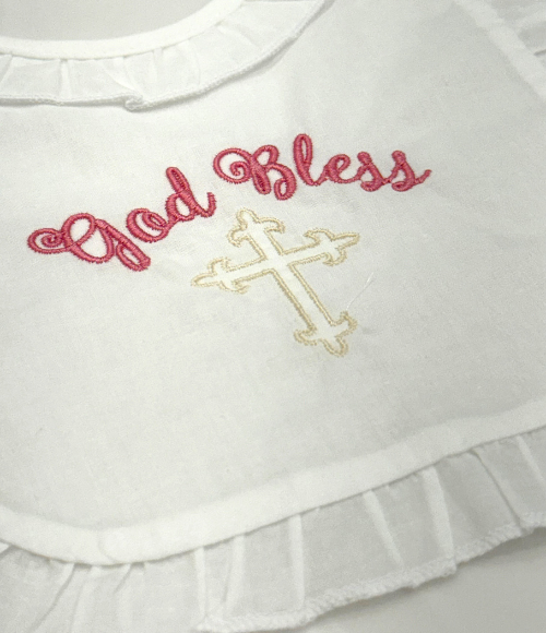 Embriodered Christening-Baptismal Bibs