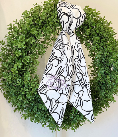 Black & White Bunny Easter Wreath Sashes