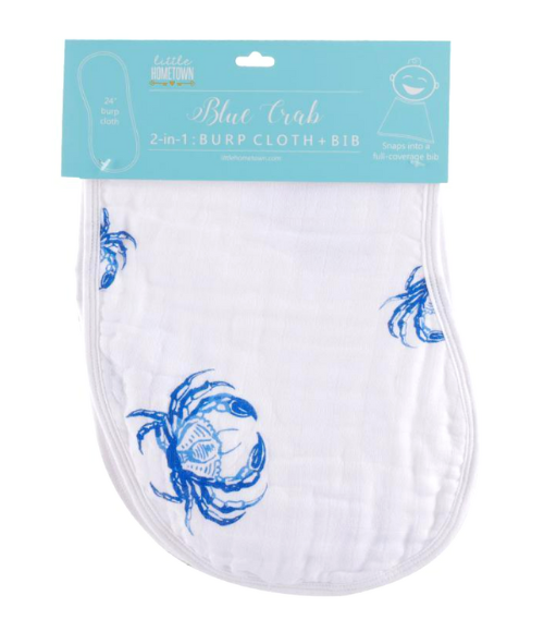 Blue Crab Burp Cloth, Bib & Swaddle