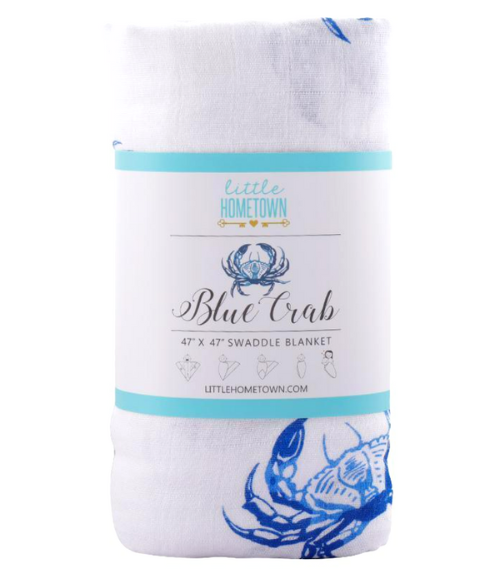 Blue Crab Burp Cloth, Bib & Swaddle