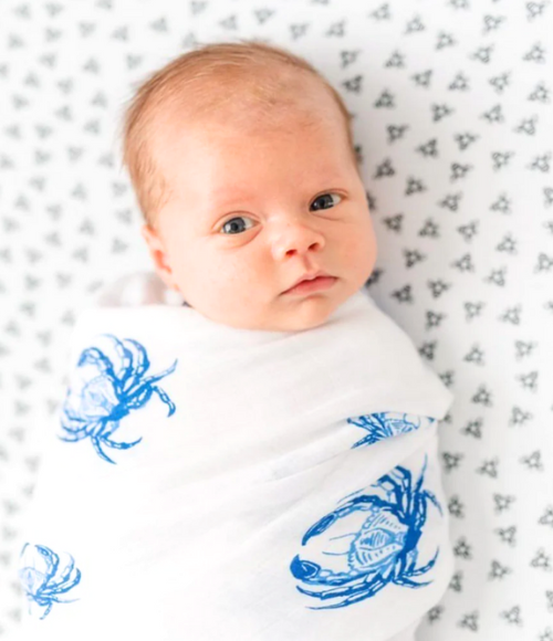 Blue Crab Burp Cloth, Bib & Swaddle