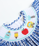 Blue Gingham Smocked School Dress