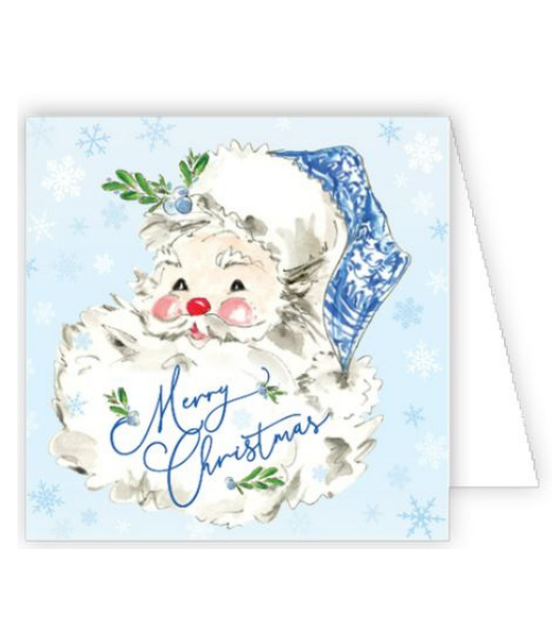 Blue Santa Holiday Enclosure Card
