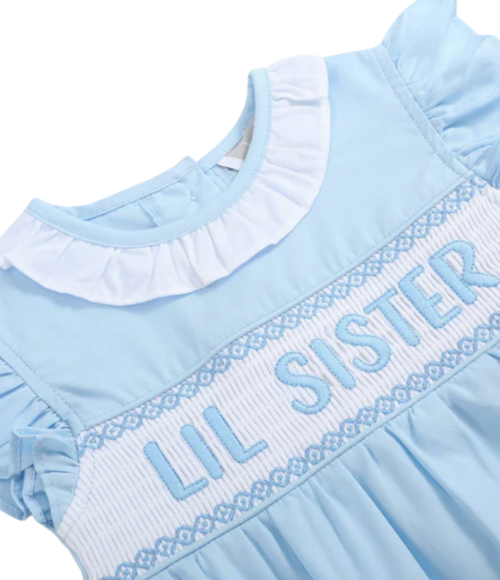 Blue Lil Sister Smocked Bubble