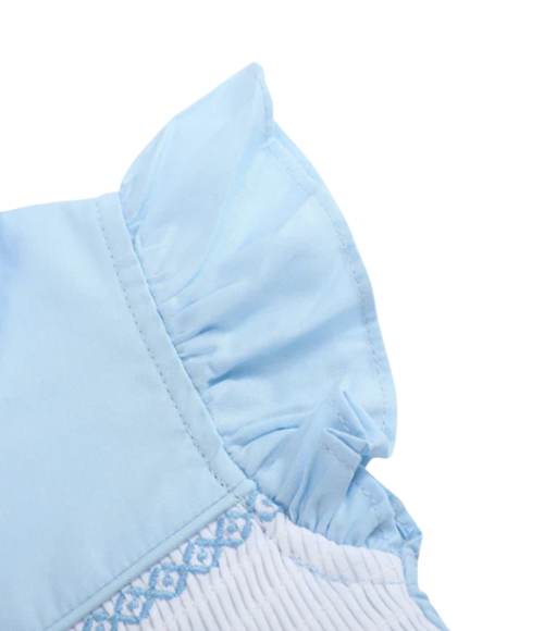Blue Lil Sister Smocked Bubble