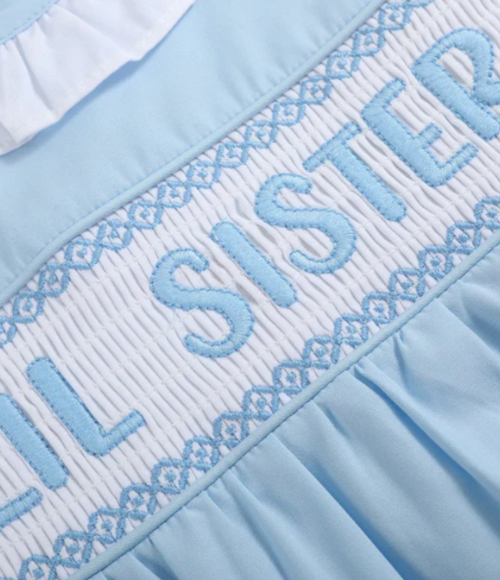 Blue Lil Sister Smocked Bubble
