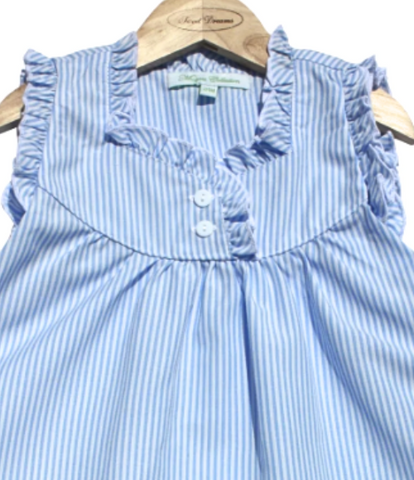 Blue Stripe Ruffle Nightgown