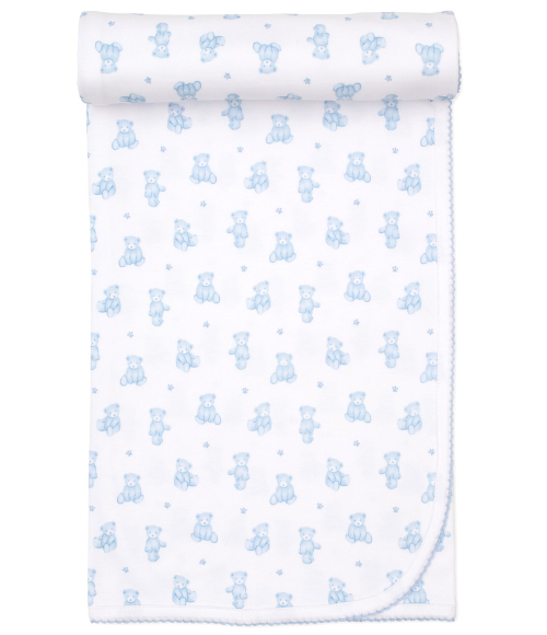 Kissy Teddy Bear Time Blue Blanket