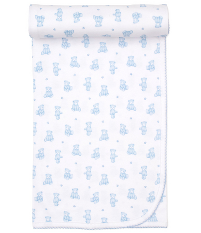 Kissy Teddy Bear Time Blue Blanket