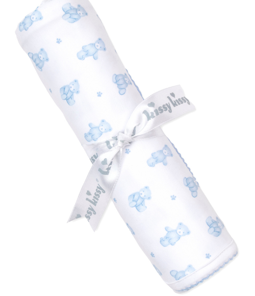 Kissy Teddy Bear Time Blue Blanket