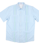 BQ Blue Cane Lattice Men's Guayabera Shirt