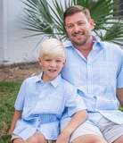 BQ Blue Cane Lattice Men's Guayabera Shirt