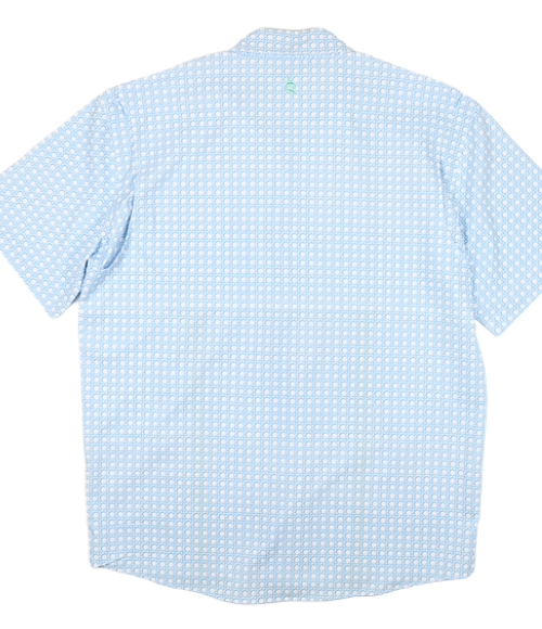 BQ Blue Cane Lattice Men's Guayabera Shirt