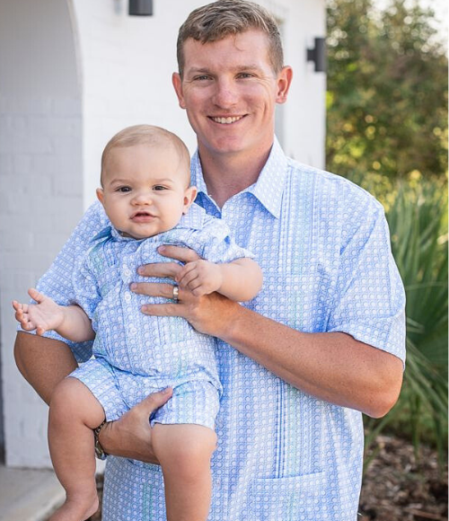 BQ Blue Cane Lattice Guayabera Romper