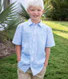 BQ Blue Cane Lattice Guayabera Shirt