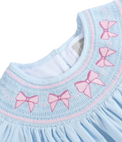 Blue & Pink Bow Smocked Bubble