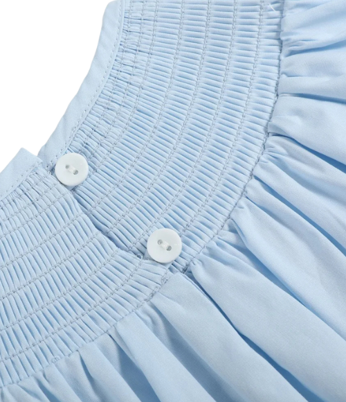 Blue & Pink Bow Smocked Bubble