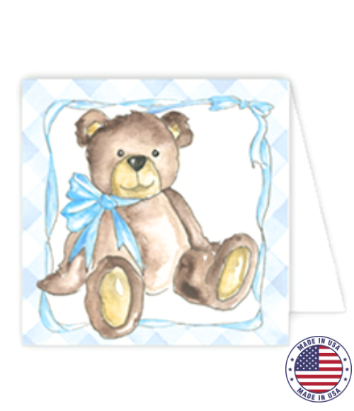 Blue Teddy with Blue Bow Enclosure Card