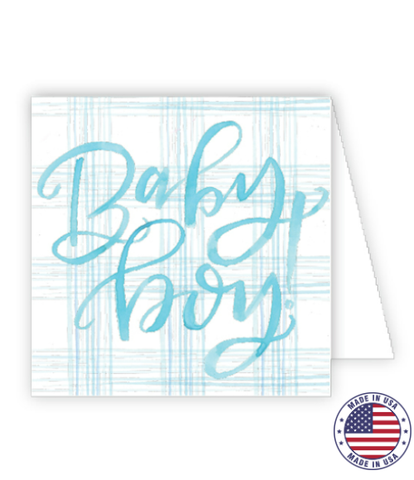 Blue Toile Baby Boy Enclosure Card