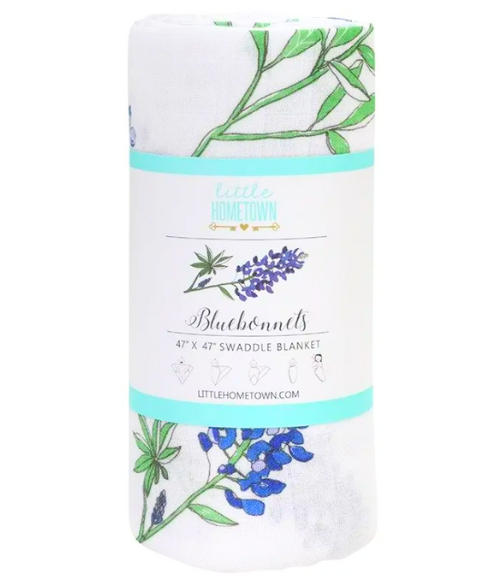 Texas Bluebonnet Organic Burp Cloth, Bib & Blanket