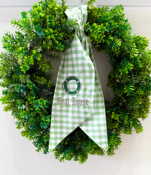 Boat House Embroidered Wreath Sash