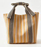 Canvas Striped Bow Handled Tote