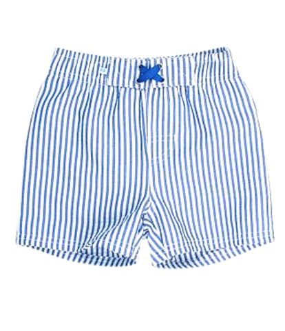 Boys Navy Seersucker Swim Trunks