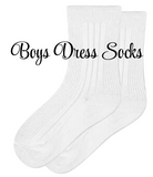 Boys White Ribbed Dress Socks