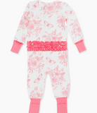 Pink Garden Toile Ruffle One Piece Pajama