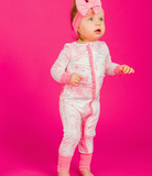 Pink Garden Toile Ruffle One Piece Pajama