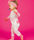 Pink Garden Toile Ruffle One Piece Pajama