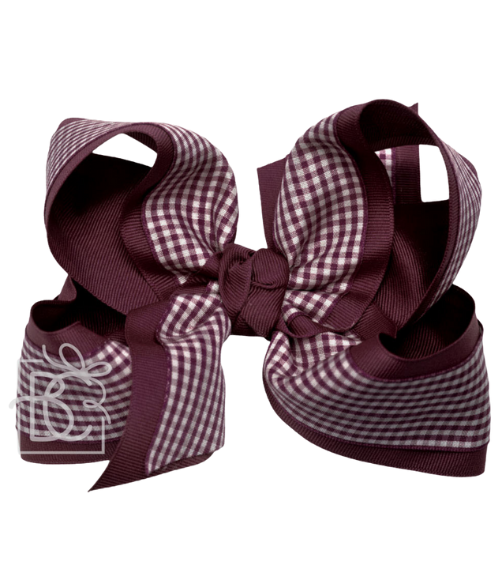 Burgundy Gingham Grosgrain Bow