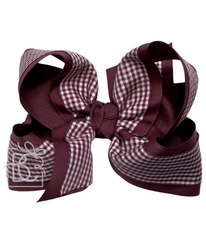 Burgundy Gingham Grosgrain Bow
