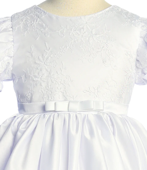 Satin Babydoll Puff Sleeve Girls Dress, Size 6